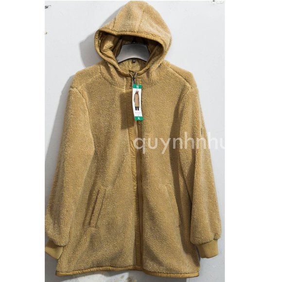 1 Madison Ladies' Fuzzy Jacket in khaki - Picture 2 of 7